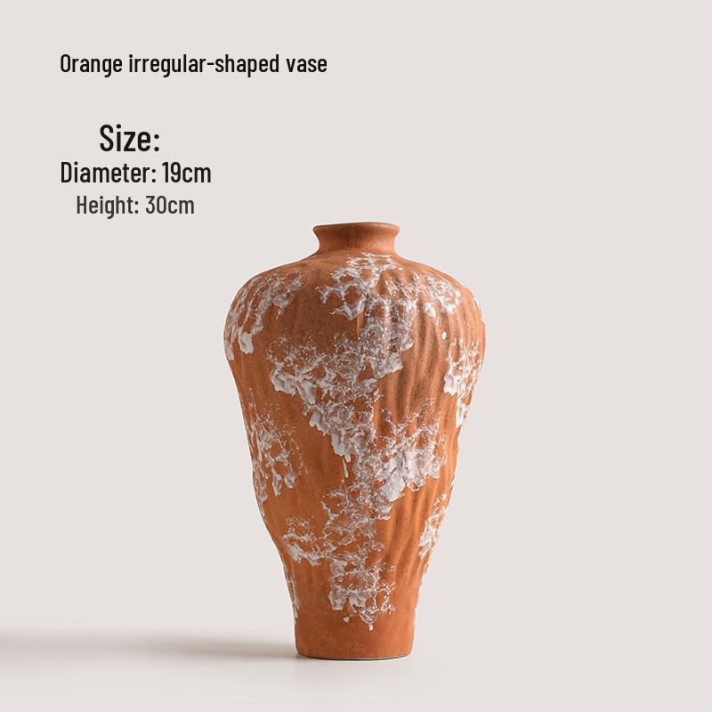 Retro Chinese Wabi-Sabi Ceramic Vase: High-End Decorative Pottery for Elegant Flower Arrangements In Living Rooms