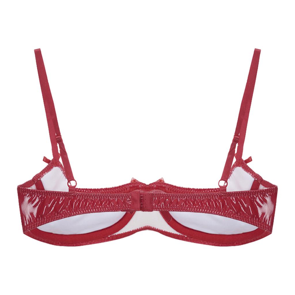 Women Glossy Leather Open Breast Cup Bra Tops Push Up Bras Bustier Corset Brassiere Lingerie Underwear Female Lingerie