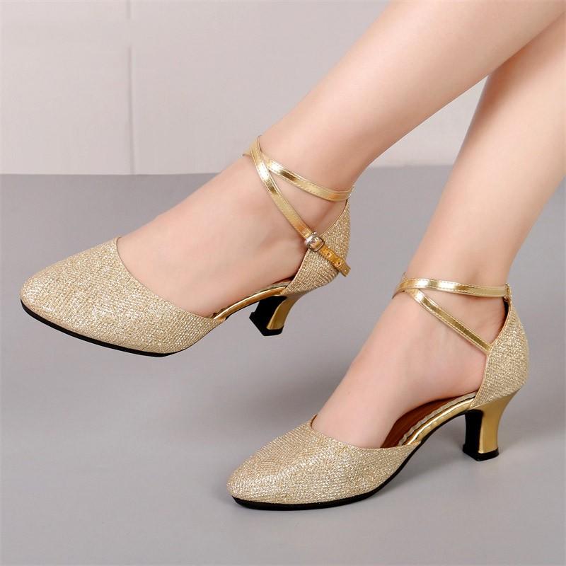 

Стандартная обувь для бальных танцев для женщин Блеск Закрытый носок Современный танец Обувь Salsa Бальное танго Латинская обувь для девочек Дамы