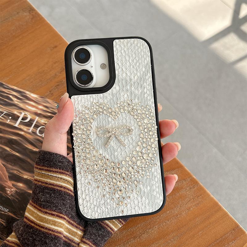 

Apple 17Promax Rhinestone Bow Love Mobile Phone Case For Iphone15 Creative 16Pro Women S Fashion iPhone 17Promax