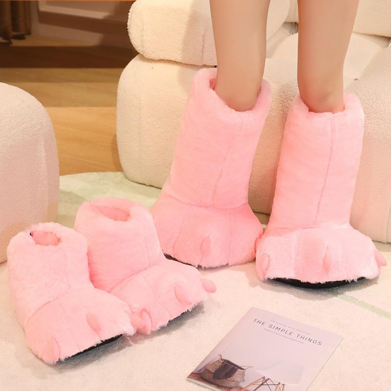 Módní Roztomilé Kreslené Tlapky Boty z Umělé Kožešiny Žena Zimní Domácí Podlahové Nadýchané Pantofle Měkké Plyšové Dívčí Vnitřní Sněhule Zábavné Párty Boty