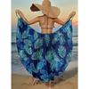 Flamingo Tropical Print Beach Cover Up Loose Sleeveless Backless Maxi Dress
