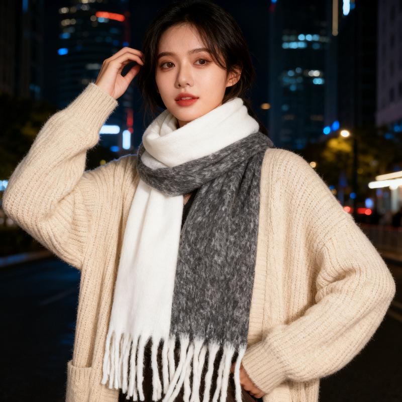 New Maillard imitation cashmere plaid scarf women's winter high-end versatile shawl thickened warm scarf