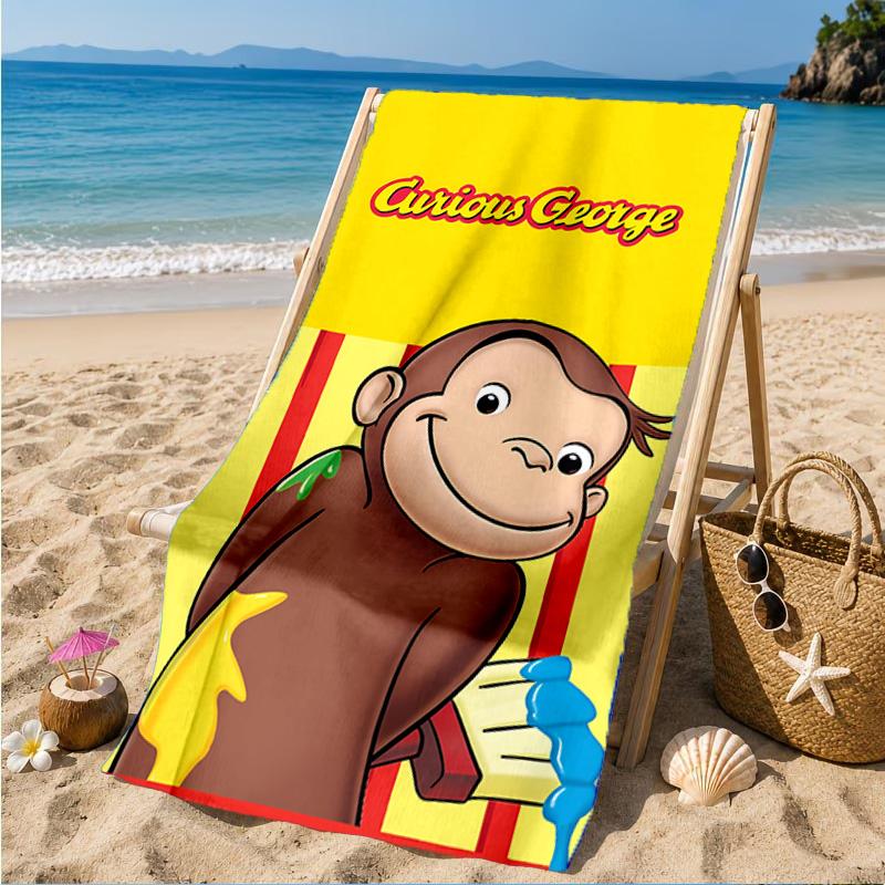 Curious George And Elephant Adventure Beach Towel, Quick-drying, Easy to Care for, Suitable for Both Fitness and Beach Vacations,Sports Essential