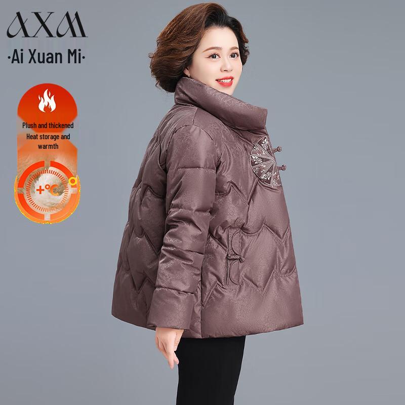 

AIXUANMI Women s Thickened Fleece-Lined Stand-Collar Winter Coat 4XL