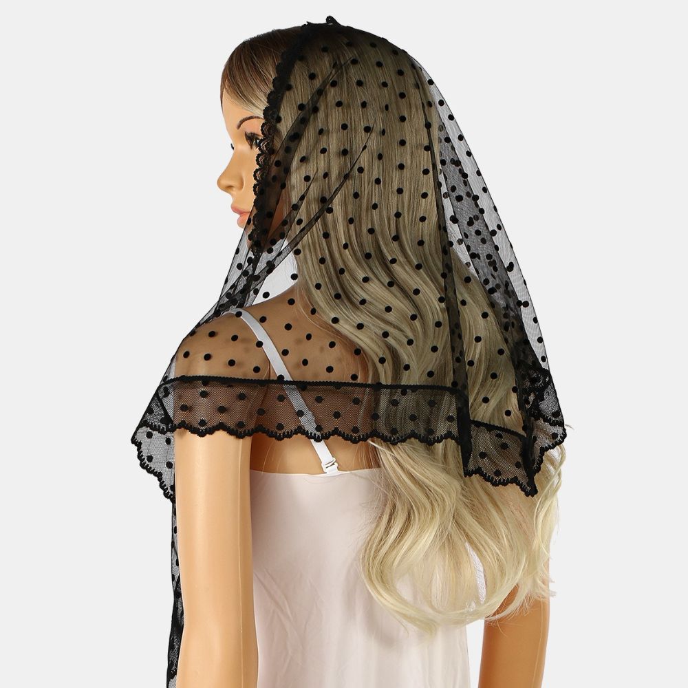 Polka Dot Bridal Veil Vintage Style Shoulder Shawl French Style Head Scarf Wedding Day