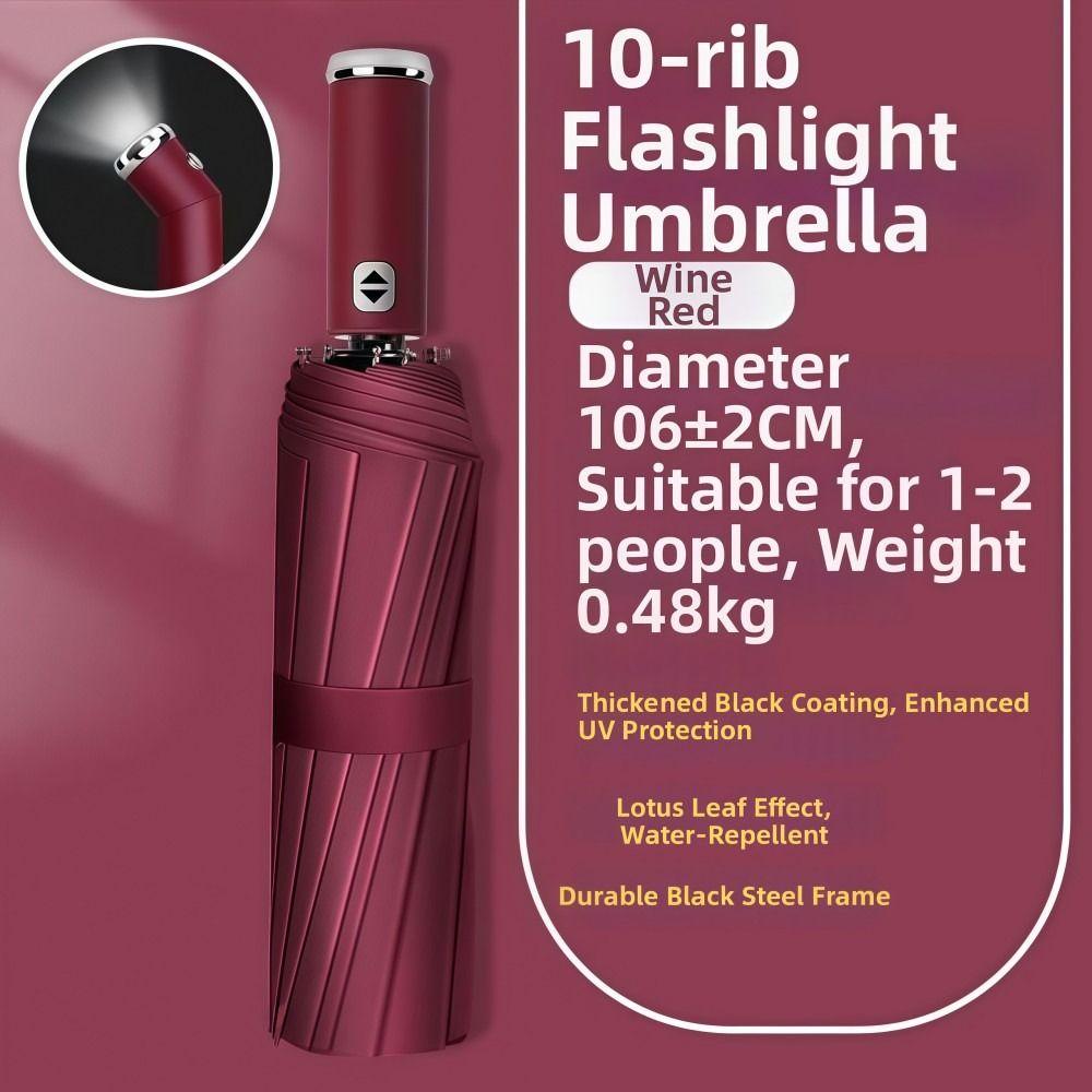 Dual-use LED Flashlight Umbrella Night Light Folding Umbrella New Automatic Umbrella Outdoor