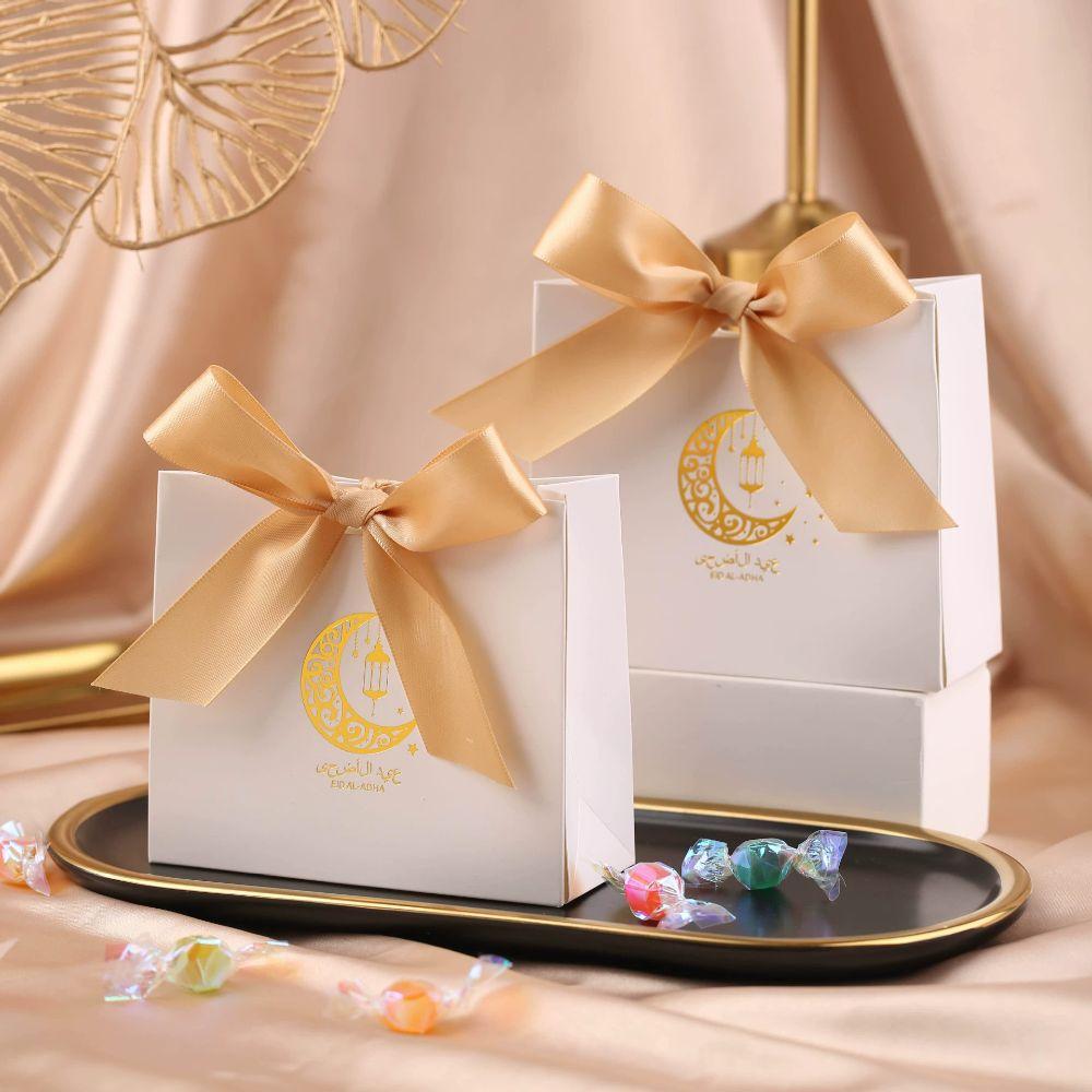 10pcs Paper Eid Mubarak Gift Box Moon Star Snacks Present Box Creative Treat Box  Family Party