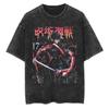 Jujutsu Kaisen Maki Zenin Koszulka Vintage Acid Wash Graficzna Męska Oversize Streetwear Anime Retro Bawełniany Top Koszulka