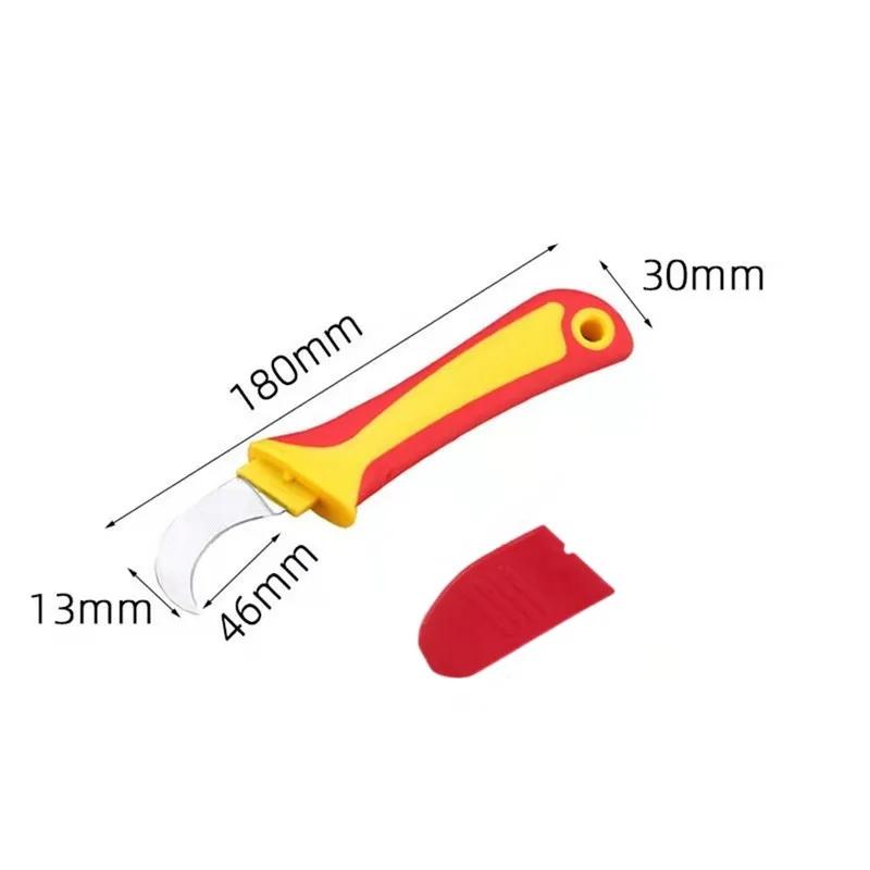 Rubber and Plastic Handle Multi-functional Electricians Knife Cable Stripper Wire Cutter Cable Cutting Tool Fruit Peeler Tool