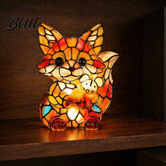 Cozy Warm Light for Reading Vintage Stained Glass Style Desk Lamp Cute Animal Night Light Decorative Room Ambient Lighting Lamp Bedroom Bedside Kids
