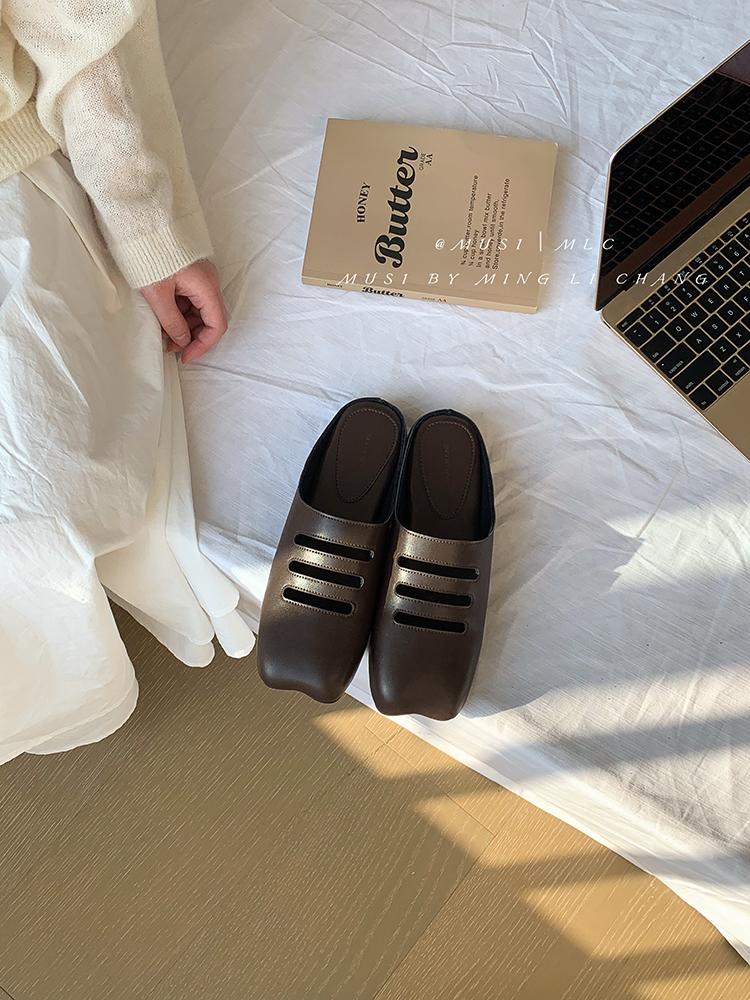 Fashion Summer Mules Slippers Women Shoes Casual Slippers Flat Cover Toe Slides Flat Heel Loafers Comfortable Versatile Footbed Sandals