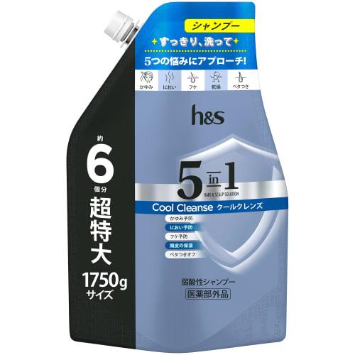 

h&s 5in1 Shampoo Refill Extra Large 1750g Cool Cleanse H&S