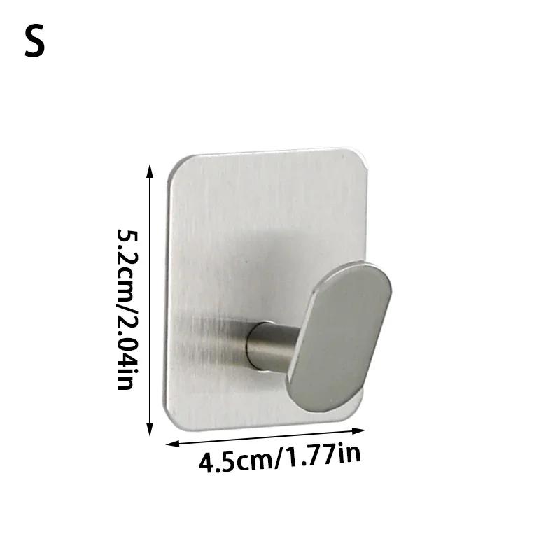 Stainless Steel Wall Hooks Heavy Duty Self Adhesive Hook for Hanging Towel Robe Clothes Bathroom Accessories Wall Door Hanger