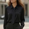 Autumn Long Sleeve Blouses and Shirts for Women Solid Color Casual Business Office Lady Tie Shirts Tops