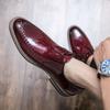 Moda masculina sapatos de couro pontudo negócios namoro sapatos formais casual formal wear fundo plano confortável lefu couro envernizado sapatos de trabalho