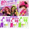 Retro Party Costume Accessory Set with Bracelet, Headband, Leg Warmers, Gloves, Sunglasses, Necklace,