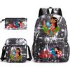 Large Capacity Schoolbag with Shoulder Strap; Student Three-piece Pencil Case Set