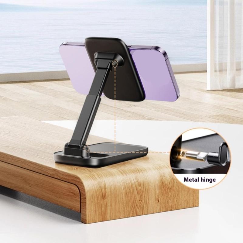 Phone Holder Universal Angle Adjustable Stand for Phone Tablet Tabletop Folding Support Cradle for Live Watching Video