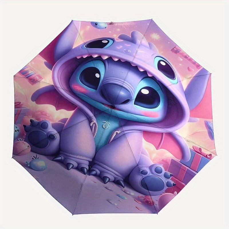 Stitch,Celebration Fully automatic themed umbrella 8 ribs durable iron frame, tri fold compact design, perfect as a gift, travel umbrella,