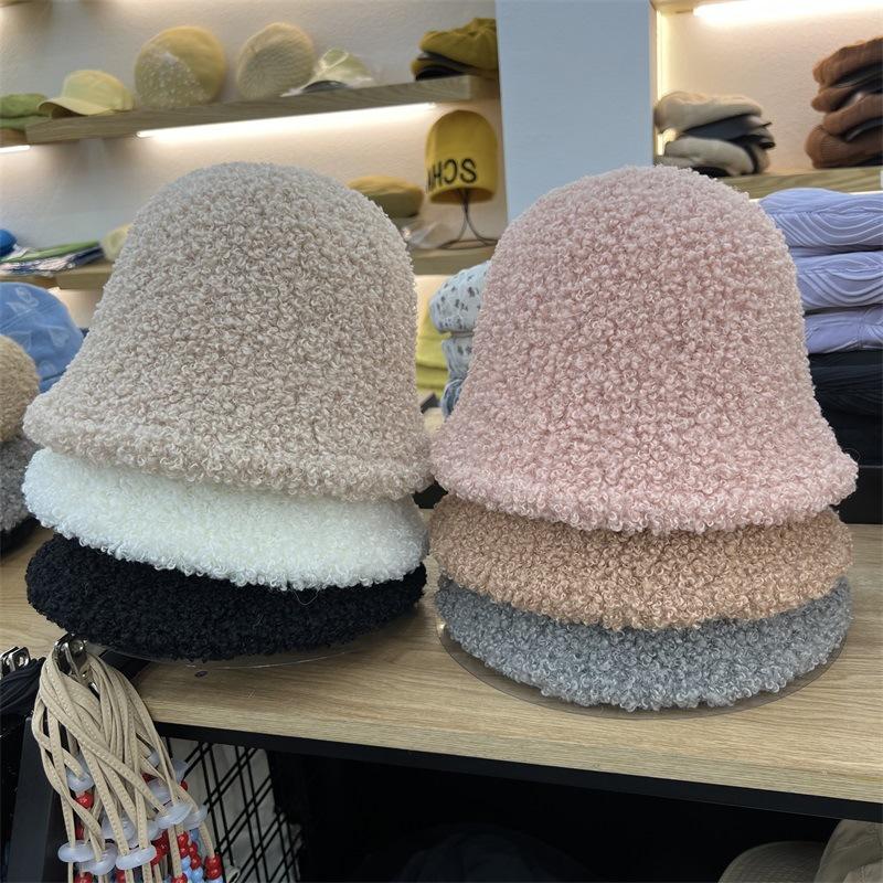 Simple Circle Yarn Plush Bucket Hat Women's Literary and Artistic Face Small Warm Fashion Retro Fisherman Hat
