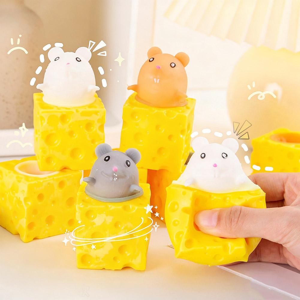 Souris Pop-Up au Fromage Jouet Anti-Stress à Presser, Jouet Sensoriel Fidget en TPR Pour Enfants Adultes Chiffres Cache-Cache
