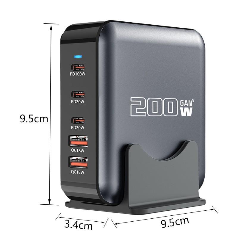 320W GaN Multi-Port Fast Charger for Apple & Huawei - Supports 5V, 9V, 12V, 15V, 20V