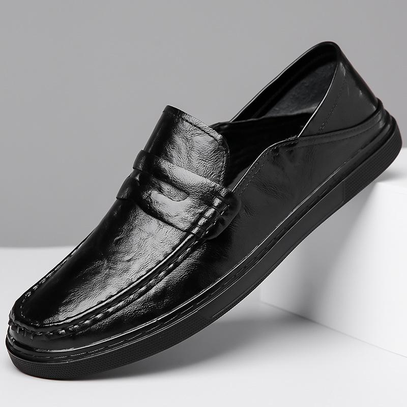 Men's shoes new soft-soled business casual leather shoes men's trend one-pedal Doudou shoes men's British shoes
