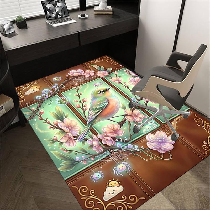 

1PC Bird Flowers Non-Slip Floor Carpet Compatible for Office&Living Room&Bedroom&Dining room - Soft & Pattern-G0336 60cm by 90cm