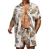 Spring and Summer Loose Beach Casual Men's Clothing Floral Print Fashion Top Shirt Set