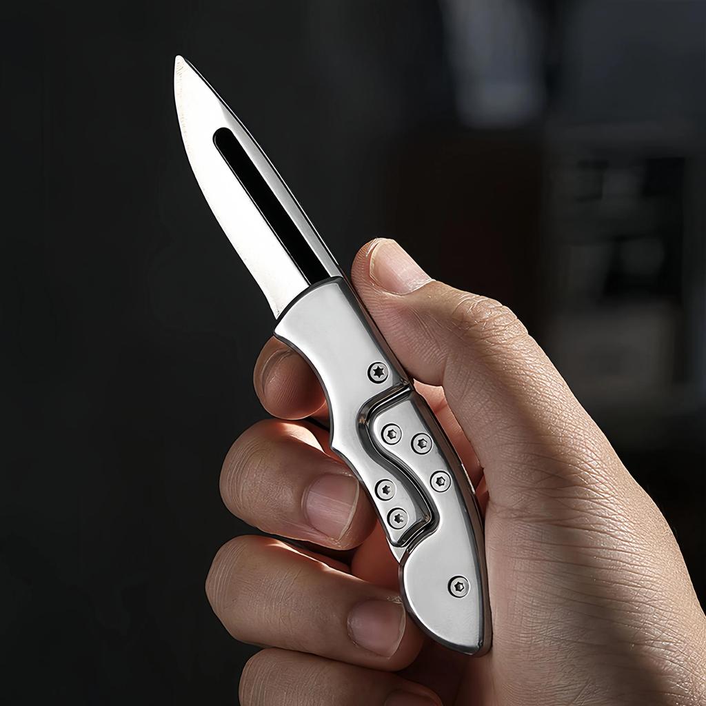 Outdoor Folding Knife Fruit Knife Stainless Steel Camping Knife Mini Mechanical Folding Knife Keychain Carrying Pocket Knife