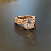 Copper Ring, Copper-Plated Rose Gold Hollowed-Out Zircon-Studded Engagement Ring, Female.