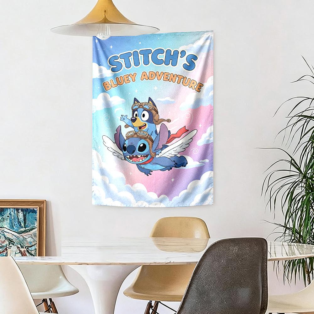 Bluey Wall Decor Tapestry Art For Pet Memorial Birthdaywedding Party Backdrop Family Gift