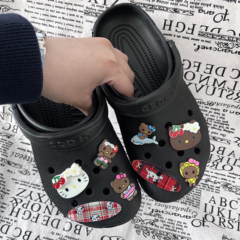 Croc Accessories: DIY Barbie Pink Y2K Emo Shoe Charms with Dark Butterfly Heart Design