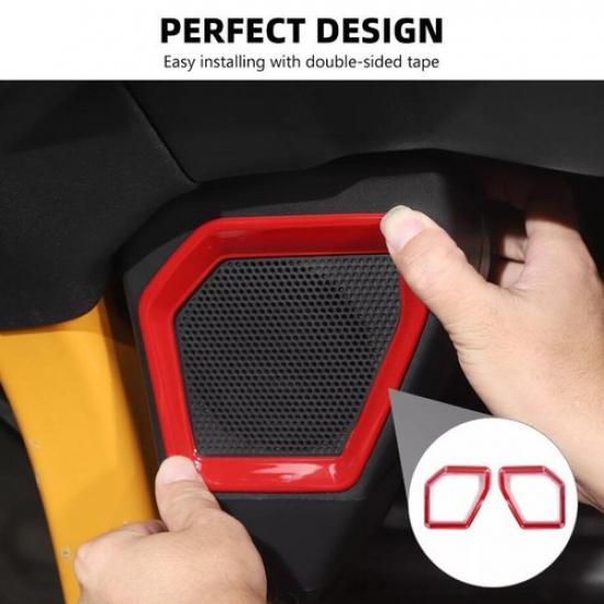 For -2024 Ford Bronco ABS Red Interior Rear Trunk Roof Speaker Cover Trim 2P