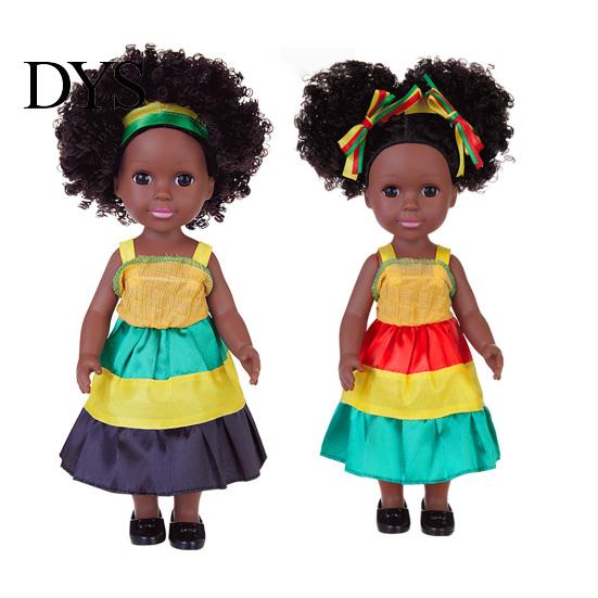 Realistic Black Girl Dolls 14 Inch Doll with Afro Hair, Soft Vinyl Posable Play for Girls Kids, Dress Up Fashion Toy Accessories, Gift Children