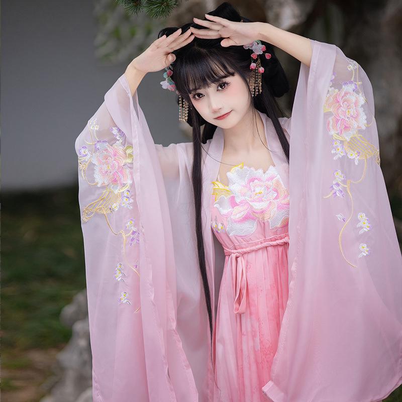 Ci Fengque Original Hanfu Chiffon Gradient Embroidered Hezi Skirt Set
