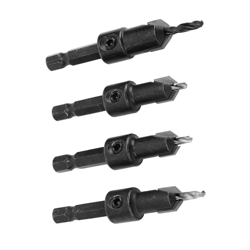 4pcs Adjustable Depth Countersink Drill Bit Set 4 Piece Set Countersunk Drilling Bit  Woodworking