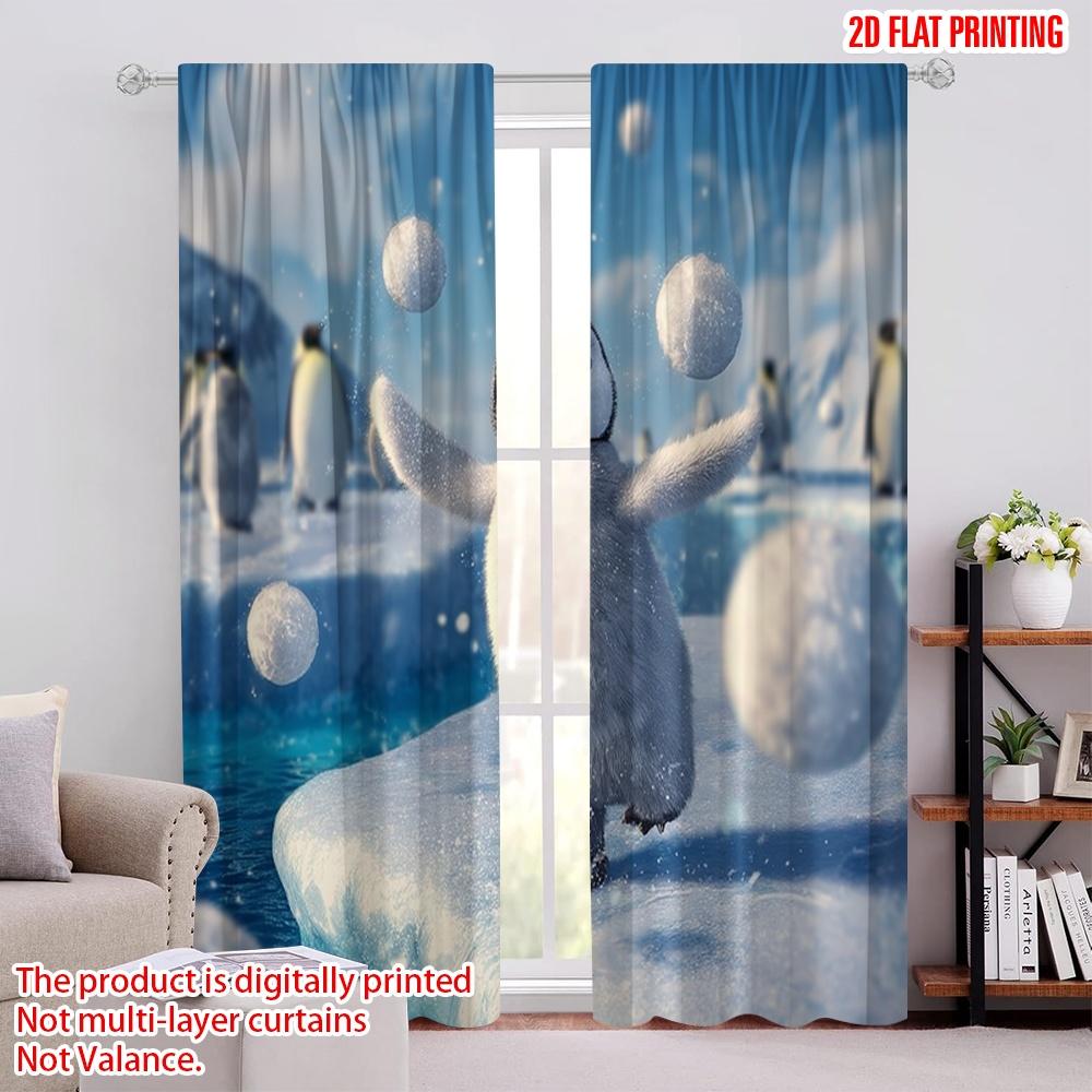 

2pcs,2D plane printing Curtains Roller Blinds A Penguin Stands on an Iceberg Polyester Fabric (without rod) Versatile All Use 52.50 × 116.00 cm 2 pcs