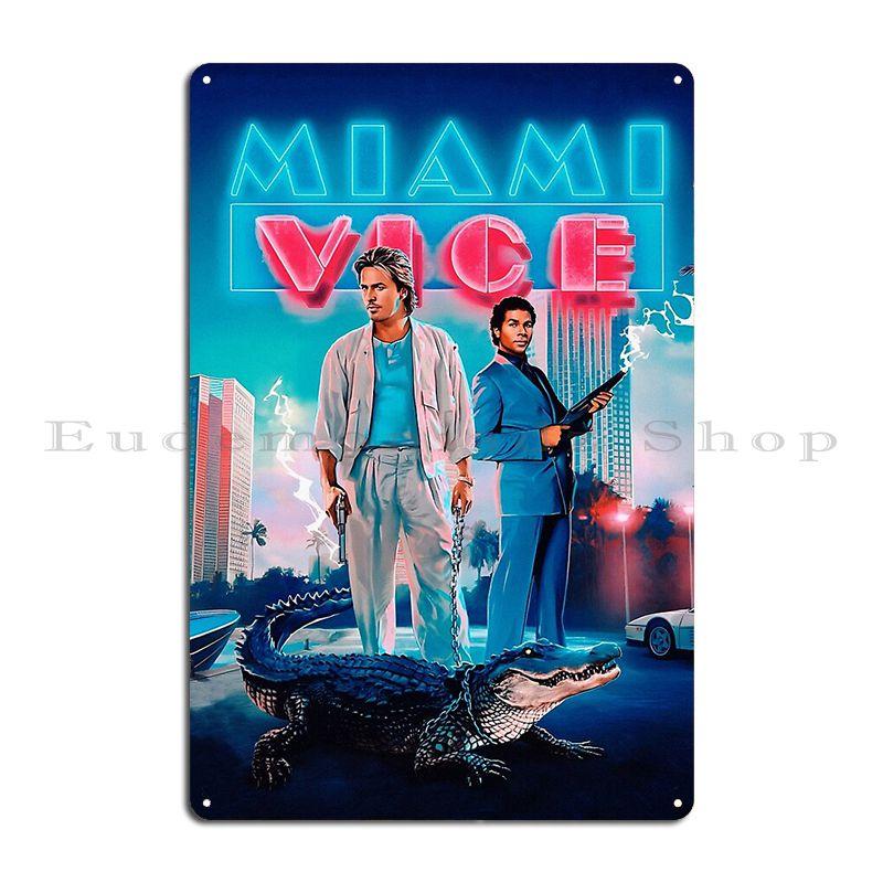 Miami Vice Para Sempre V1 Placa de Metal Pôster Bar Mural de Parede Clube Impressão Personalizada Placa de Lata Pôster