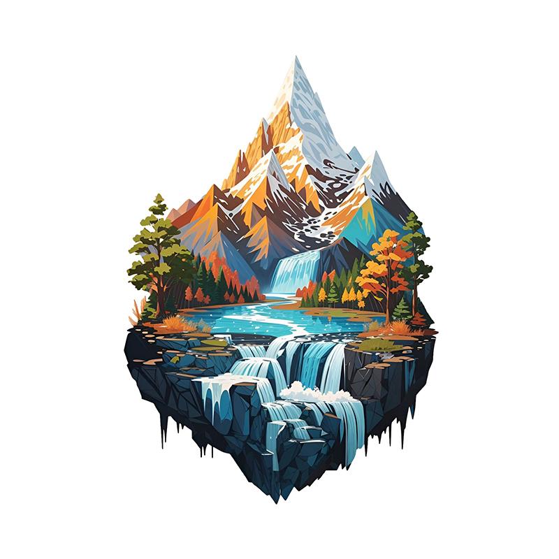 

Mountains and Rivers Nature Views Car Sticker Vinyl Decal Waterproof Rear Window Motorcycle Camper Bumper Truck Laptop Decoration SH1221 M-15cm Longest Side