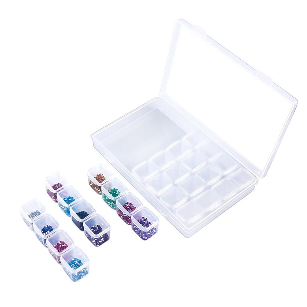 ABS Crystal Embroidery Storage Box Rectangular 28 Grid Adjustable Detachable Salon Manicure Rivet Container Case