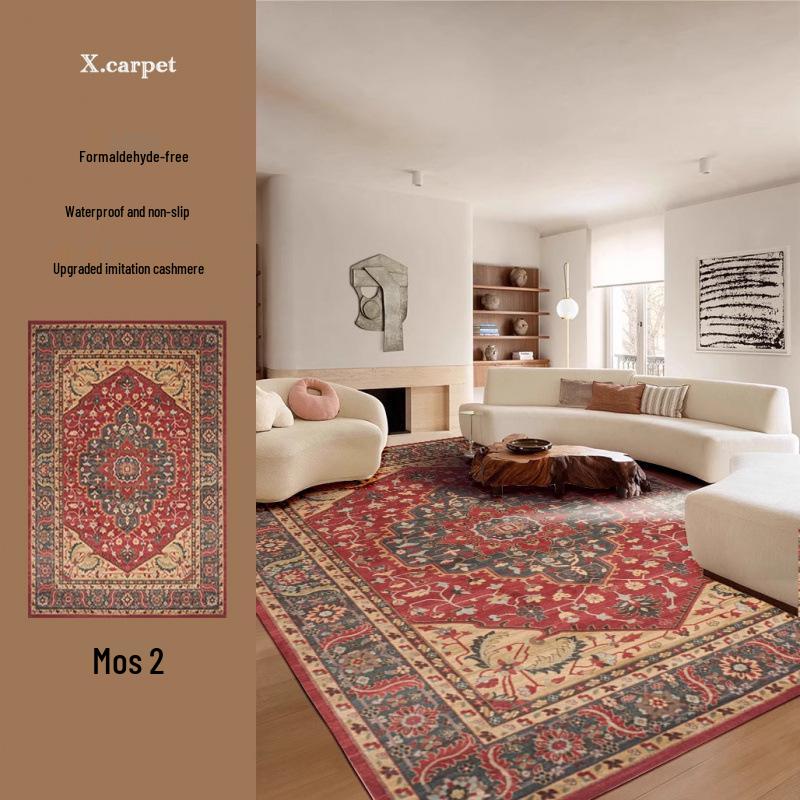 Persian Style Imitation Cashmere Non-Slip Rug - Machine Washable Living Room, Bedroom, or Coffee Table Floor Mat