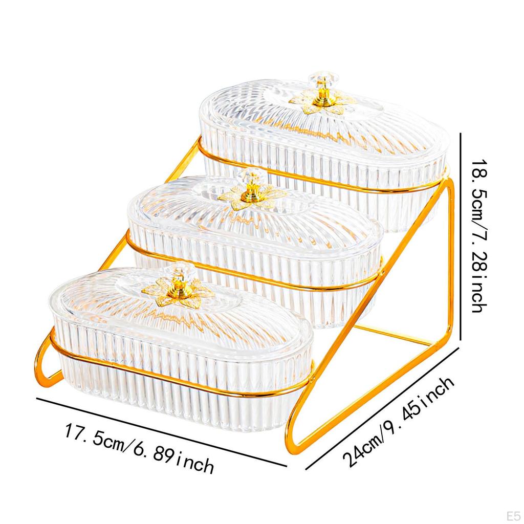 Dried Box Ornament 3 Tier Gifts Storage Versatile Vegetables Breakfast Tray Snack Holder for Holiday