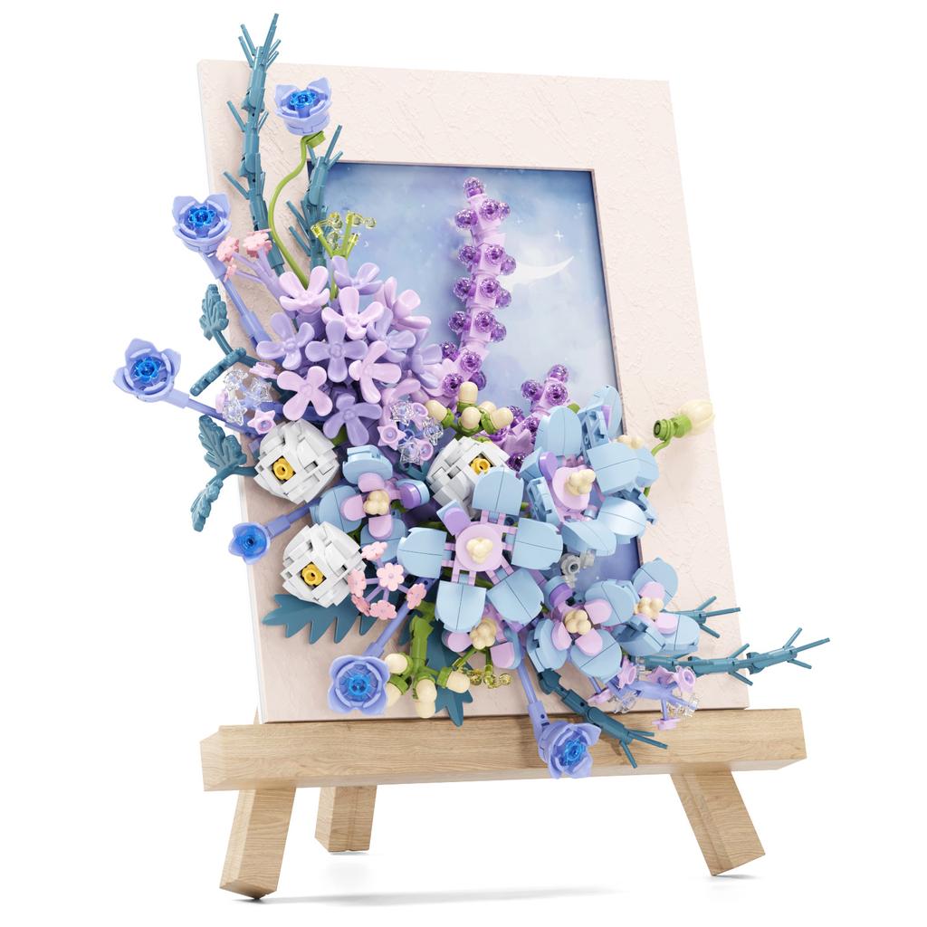 Flower Language Photo Frame Building Blocks Bouquet Micro-particle Desktop Ornaments Creative Girls Holiday Gifts
