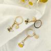 Mini Garden Key Chains Cartoon Metal Enamel Pendant Creative Bee Flower Key Ring  Jewelry Gifts
