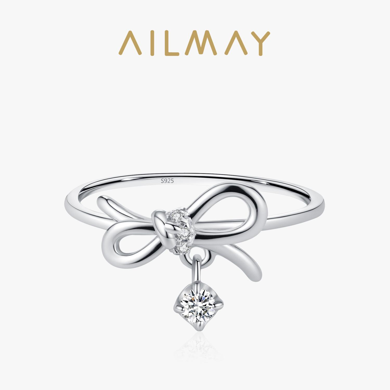 

Ailmay 925 Silver Elegant Bowknot Cubic Zirconia Rings For Women Trendy Wedding Engagement Jewelry 6