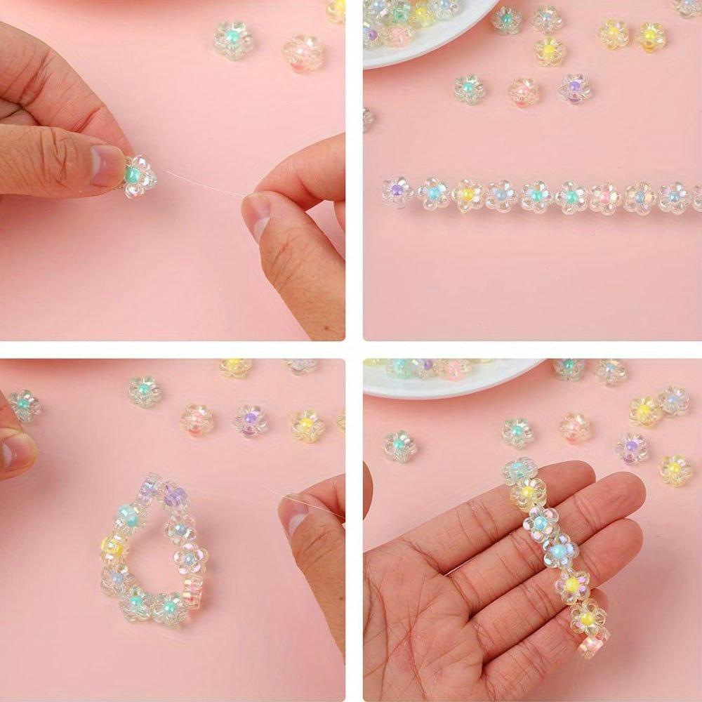 60/120pcs Acrylic Material Flower Style AB Color Illusion Decorative Beads DIY Bracelet Necklace Earrings Keychain Foot Chain