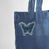2Pcs Blue Butterfly Embroidered Denim Patch Tassel Edge Sewing Clothing Bags Accessories