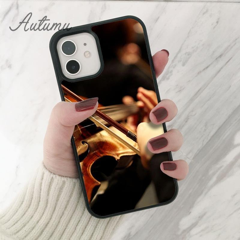 Musical Violin Guitar Phone Case for iPhone 11 12 13 14 Pro Max Mini X XR XS SE 2020 6 7 8 Plus Samsung Galaxy S21 S22 Shell